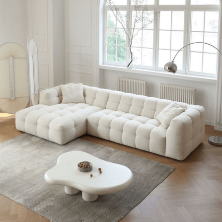 โซฟาเข้ามุมซ้าย 3 ที่นั่ง WISDOM DESIGN FURNITURE รุ่น MONI 220 ซม. ผ้าขนแกะ สีขาว_5