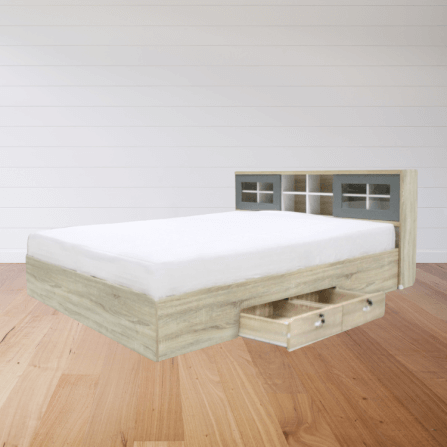 เตียง + ที่นอนสปริง 5 ฟุต WISDOM DESIGN FURNITURE รุ่น DESIGN-D สีโซลิค_4