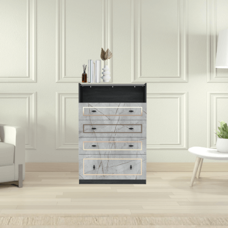 ตู้ลิ้นชัก 4 ลิ้นชัก WISDOM DESIGN FURNITURE รุ่น GDW-801 80 ซม. สีแอชเกรย์/ไลท์มาร์เบิ้ล_5