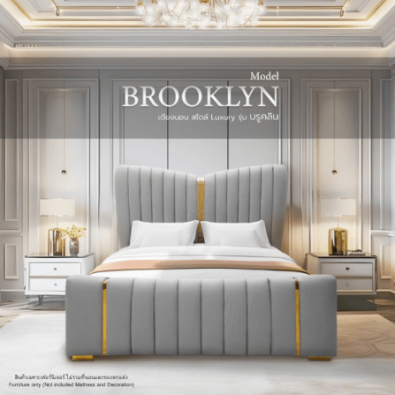 ฐานรองหัวเตียง 6 ฟุต WISDOM DESIGN FURNITURE รุ่น BROOKLYN สีเทา_5