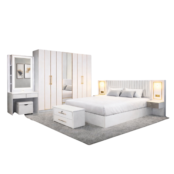 ชุดห้องนอน 6 ฟุต WISDOM DESIGN FURNITURE รุ่น WHITE GOLD สีขาว_0