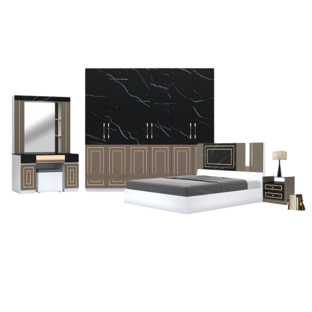 ชุดห้องนอน + ที่นอนสปริง 6 ฟุต WISDOM DESIGN FURNITURE รุ่น CHARLOTTE สีขาว/ดาร์คมาร์เบิ้ล/ฟอสซิลค์_7