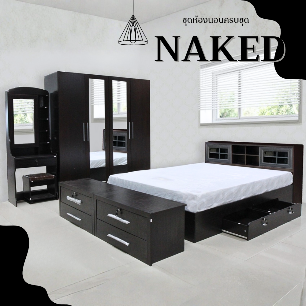 ชุดห้องนอน 6 ฟุต WISDOM DESIGN FURNITURE รุ่น NAKED1 สี โอ๊ค_7