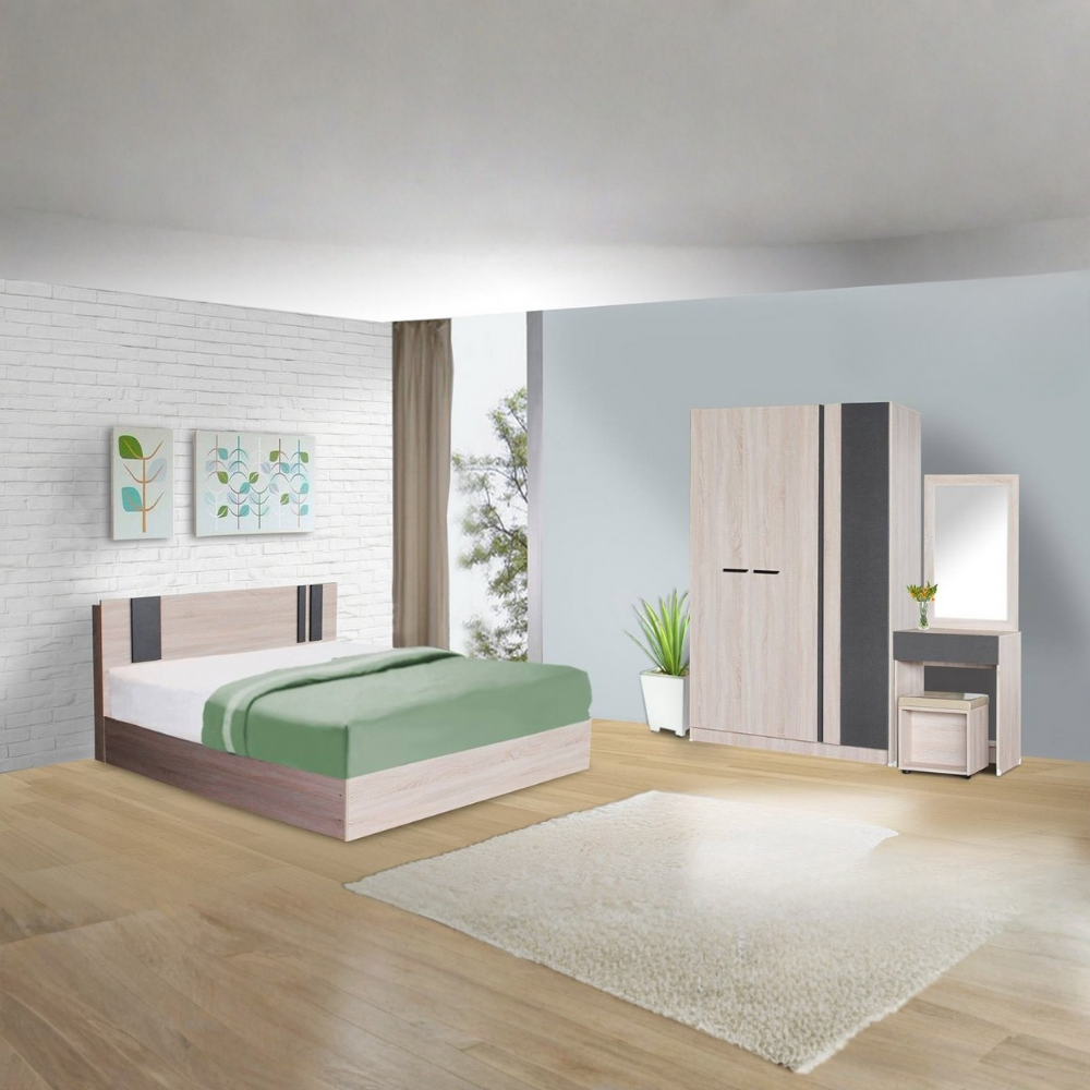 ชุดห้องนอน 6 ฟุต WISDOM DESIGN FURNITURE รุ่น GLORY สี โซลิค/กราไฟท์_6