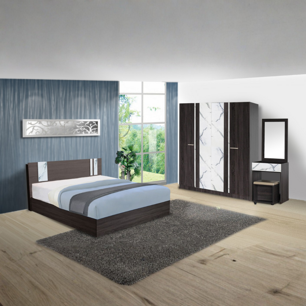 ชุดห้องนอน 6 ฟุต WISDOM DESIGN FURNITURE รุ่น GLORY PLUS สี แอชบราน์/หินอ่อน_6