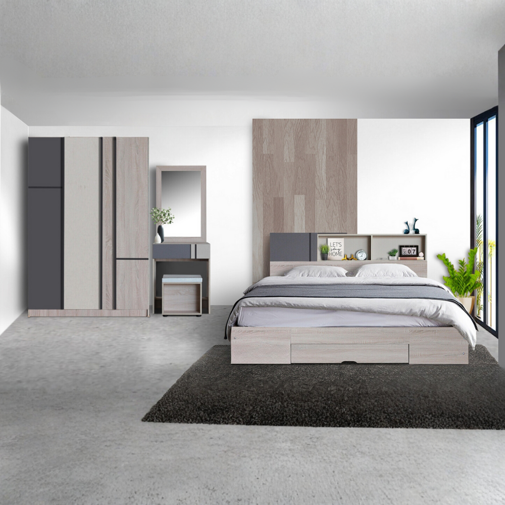 ชุดห้องนอน 5 ฟุต WISDOM DESIGN FURNITURE รุ่น AVA สี โซลิค ลิ้นชักท้ายเตียง_6