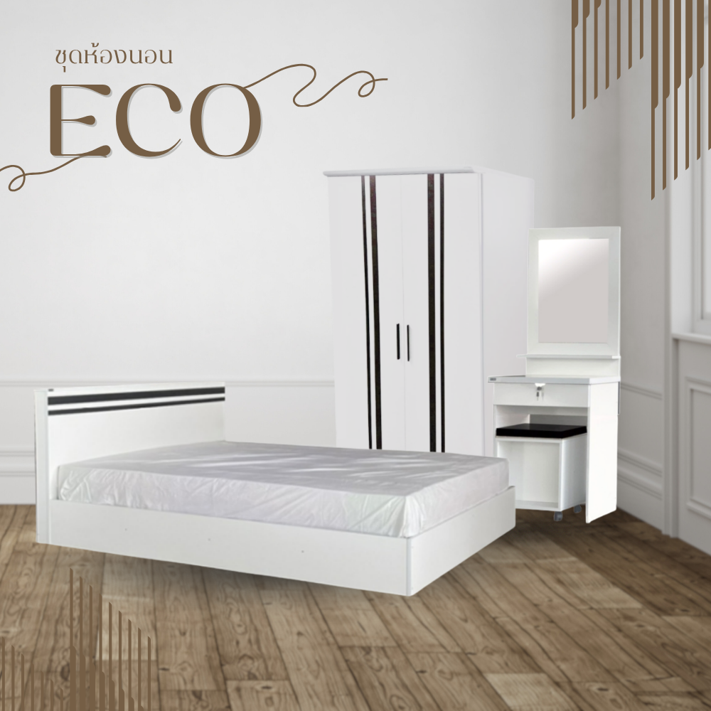 ชุดห้องนอน 6 ฟุต WISDOM DESIGN FURNITURE รุ่น ECO สี ขาว_6