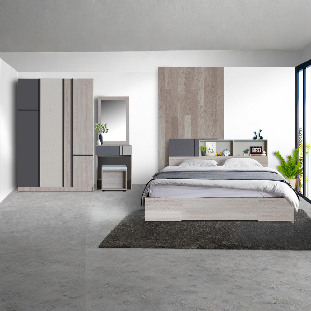 ชุดห้องนอน + ที่นอนสปริง 6 ฟุต WISDOM DESIGN FURNITURE รุ่น AVA สี โซลิค_7