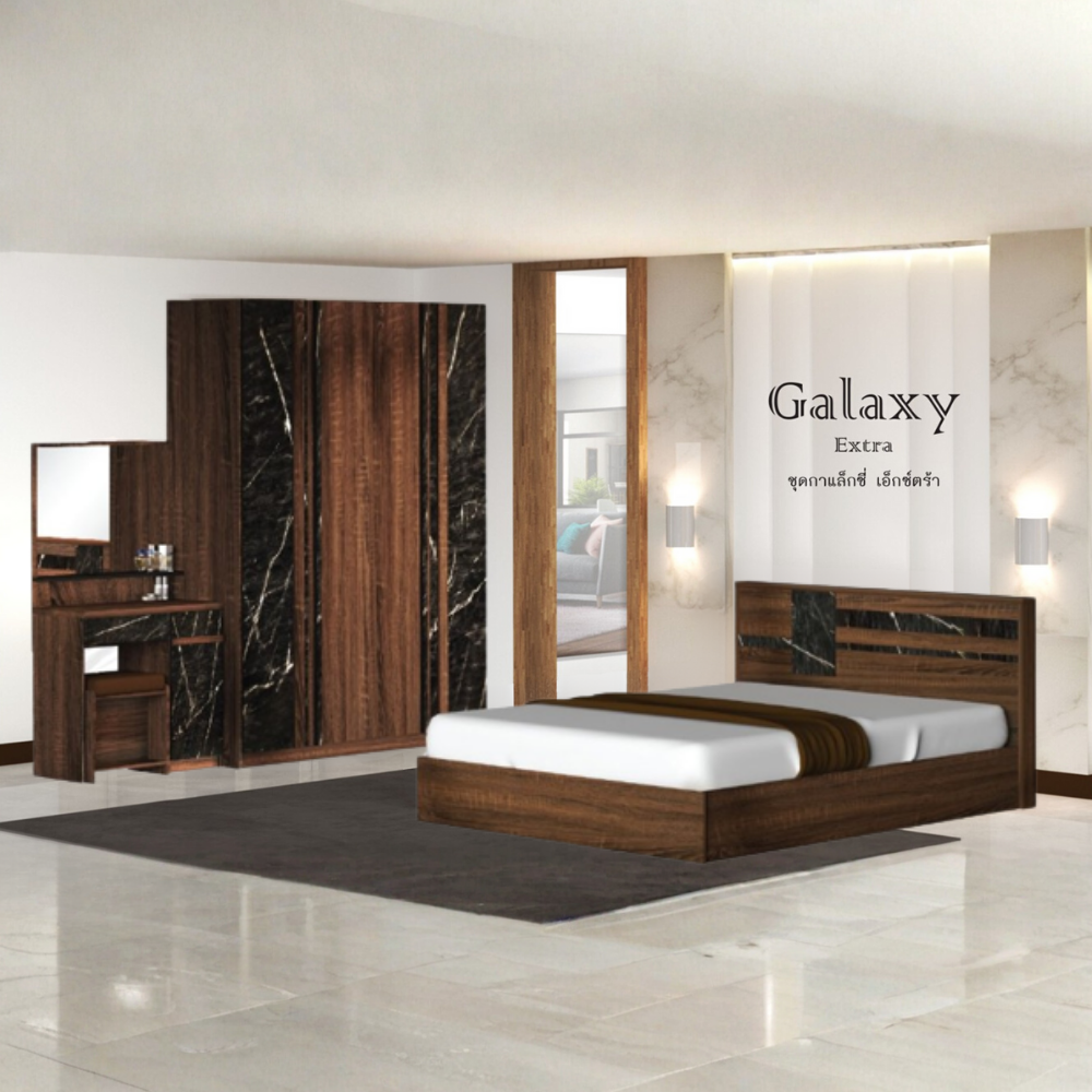 ชุดห้องนอน 6 ฟุต WISDOM DESIGN FURNITURE รุ่น GALAXY EXTRA สี วอลนัท/หิน_7