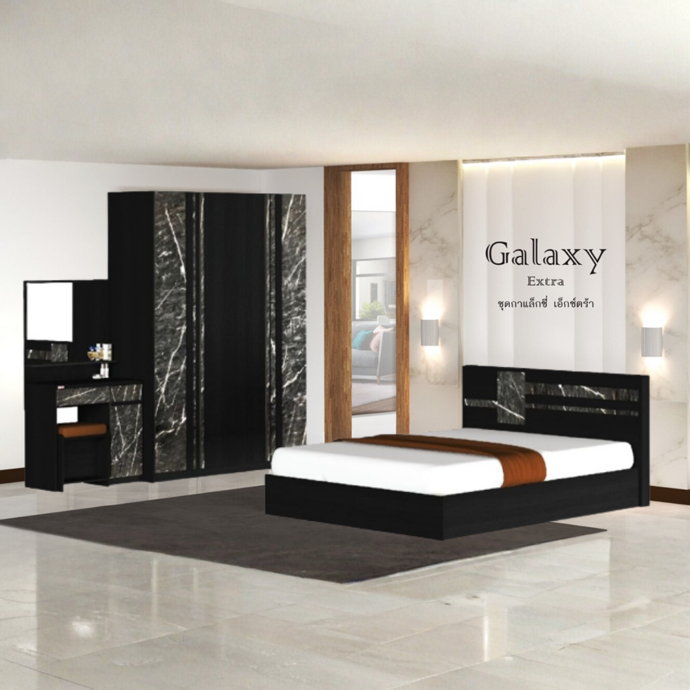 ชุดห้องนอน + ที่นอนสปริง 6 ฟุต WISDOM DESIGN FURNITURE รุ่น GALAXY EXTRA สี โอ๊ค/หิน_8