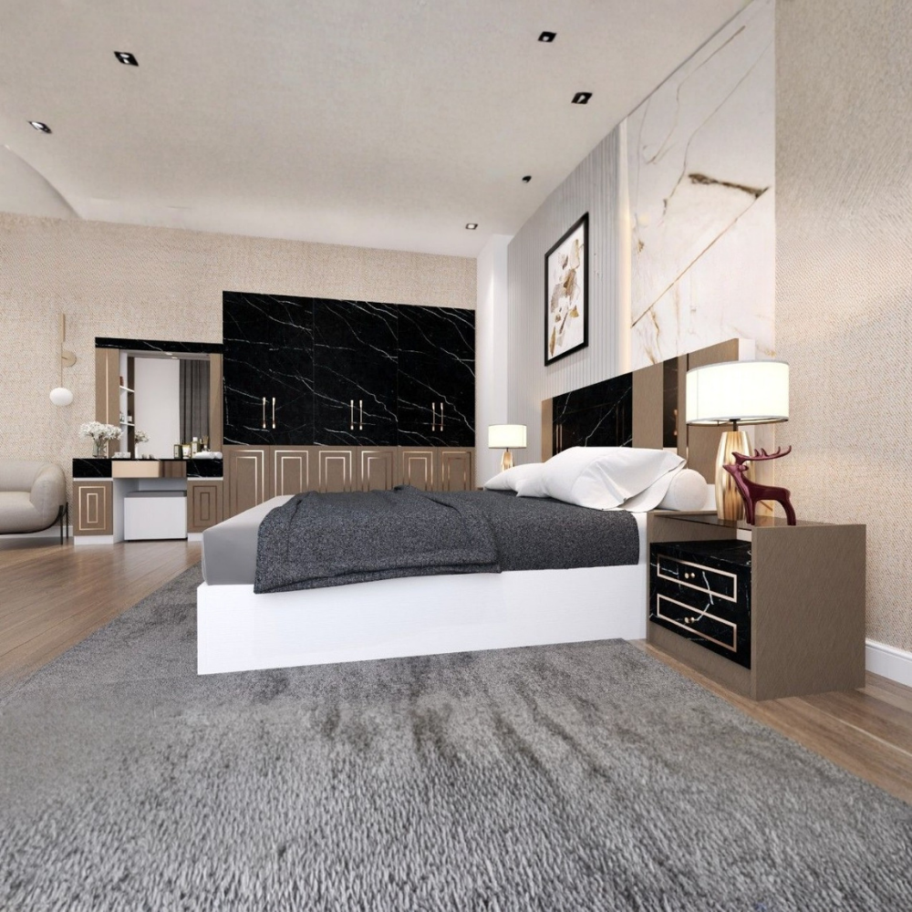 ชุดห้องนอน + ที่นอนสปริง 6 ฟุต WISDOM DESIGN FURNITURE รุ่น CHARLOTTE สีขาว/ดาร์คมาร์เบิ้ล/ฟอสซิลค์_8