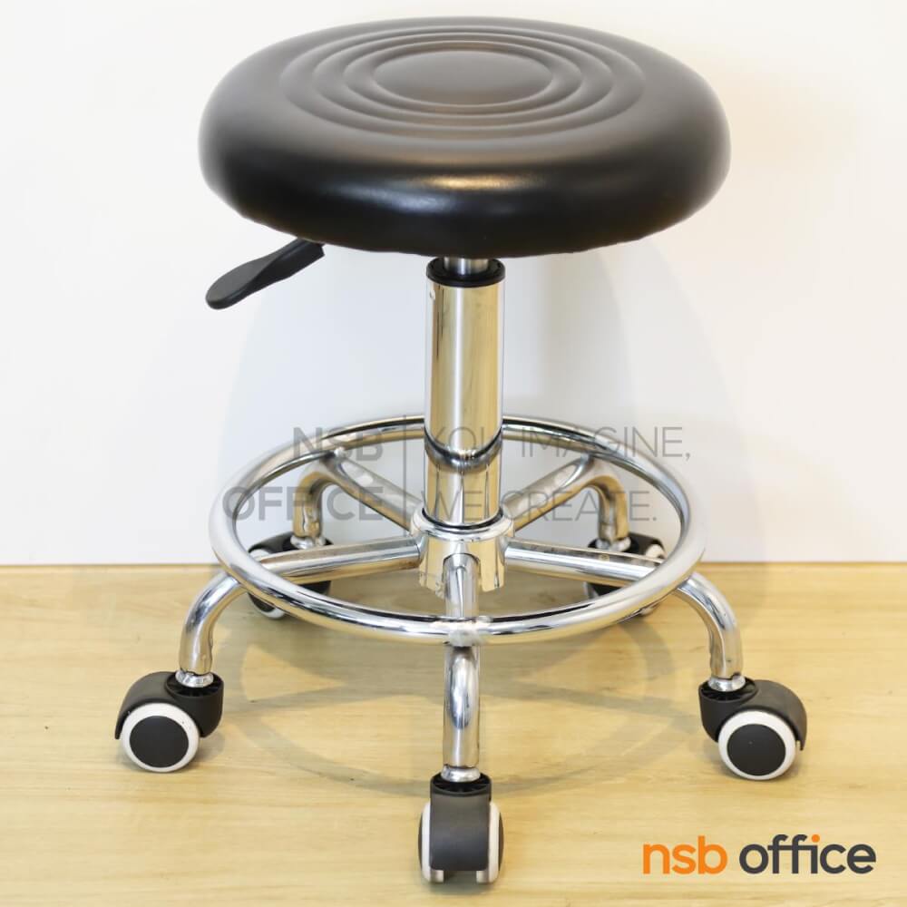 เก้าอี้บาร์ล้อเลื่อน NSBOFFICE รุ่น BALROG สีดำ ขาเหล็กชุบโครเมียม