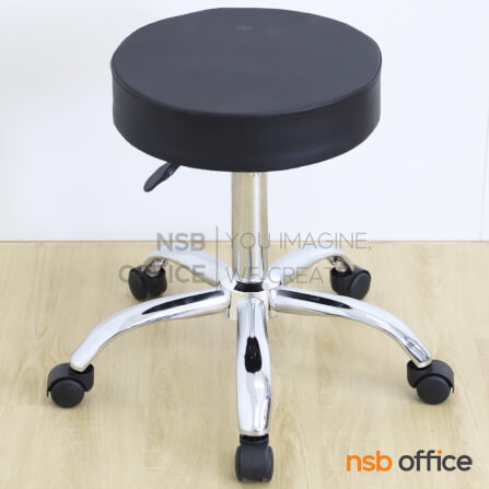 เก้าอี้บาร์ล้อเลื่อน NSBOFFICE รุ่น SANYO สีดำ ขาเหล็กชุบโครเมียม_1