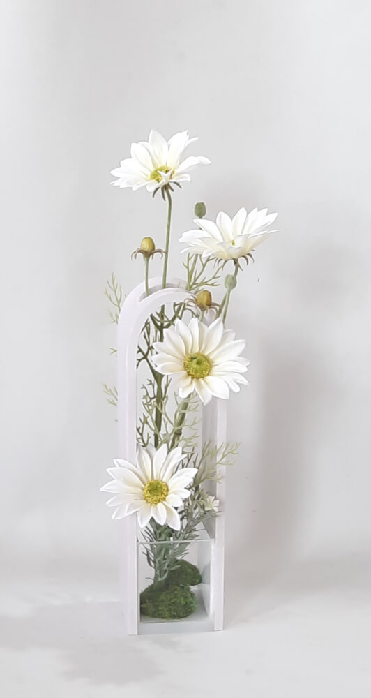 ดอกคริสแซนทิมัมประดิษฐ์ ในแจกัน JGLORYFLOWER สีขาว
