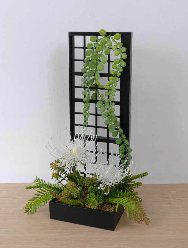 ชุดดอกสไปเดอร์ประดิษฐ์ในแจกันแนวตั้ง JGLORYFLOWER สีขาว