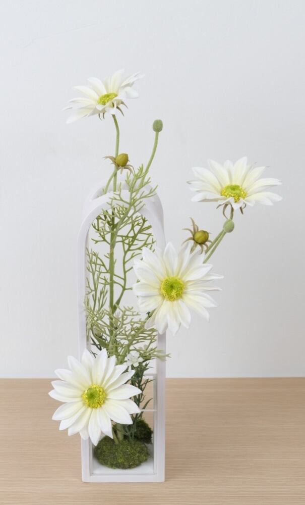 ดอกคริสแซนทิมัมประดิษฐ์ ในแจกัน JGLORYFLOWER สีขาว