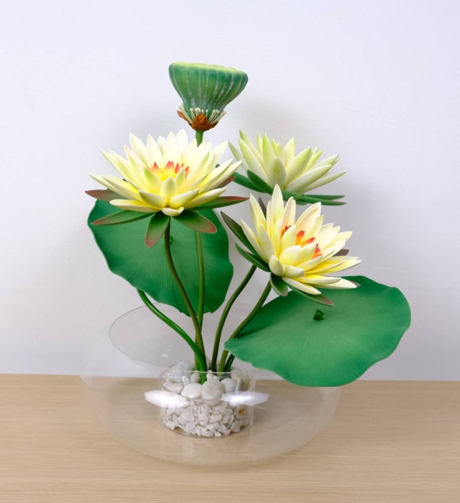 ดอกบัวสายประดิษฐ์ในแจกัน  JGLORYFLOWER  สีเหลือง