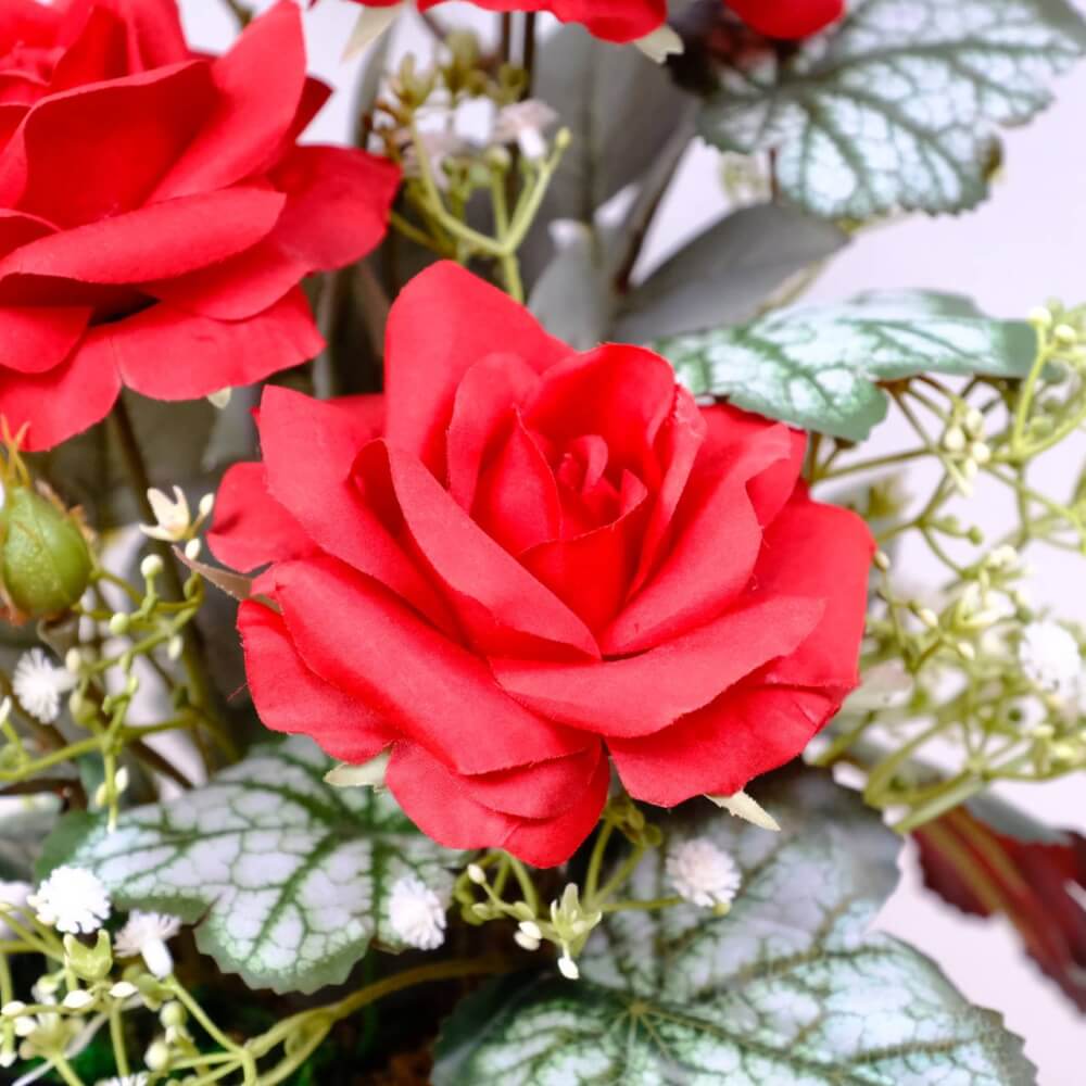 ดอกกุหลาบประดิษฐ์ผ้าในแจกัน JGLORYFLOWER สีแดง