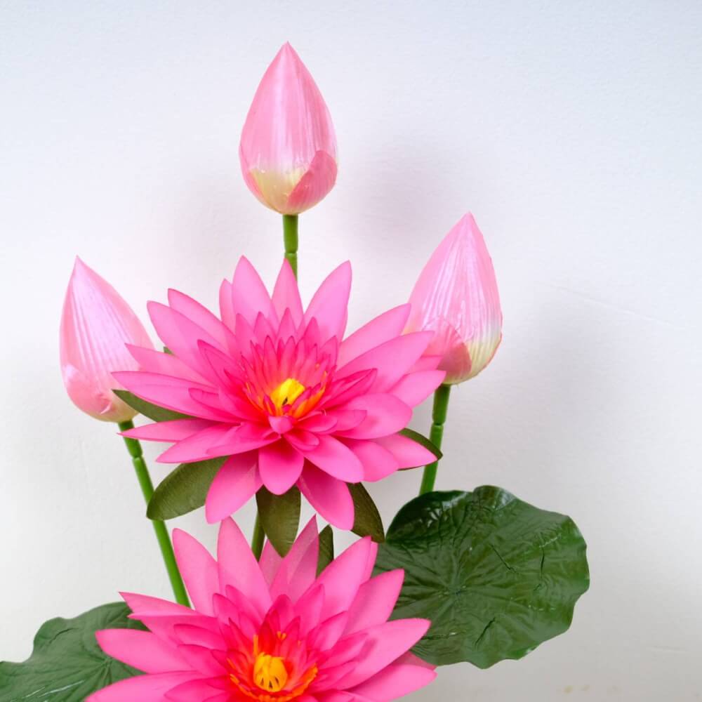 ดอกบัวประดิษฐ์ผ้าในแจกัน  JGLORYFLOWER สีชมพู