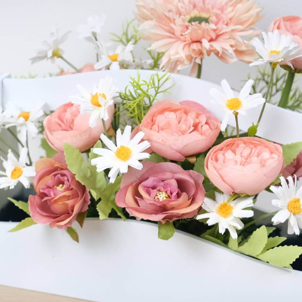 ดอกกุหลาบประดิษฐ์ผ้าในแจกัน  JGLORYFLOWER  สีโอรส