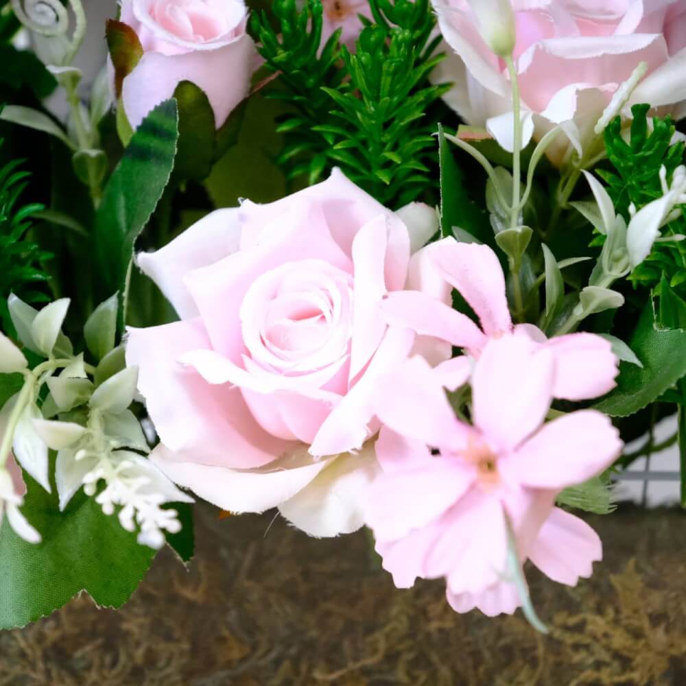 ดอกกุหลาบประดิษฐ์ผ้าในแจกัน  JGLORYFLOWER  สีชมพู