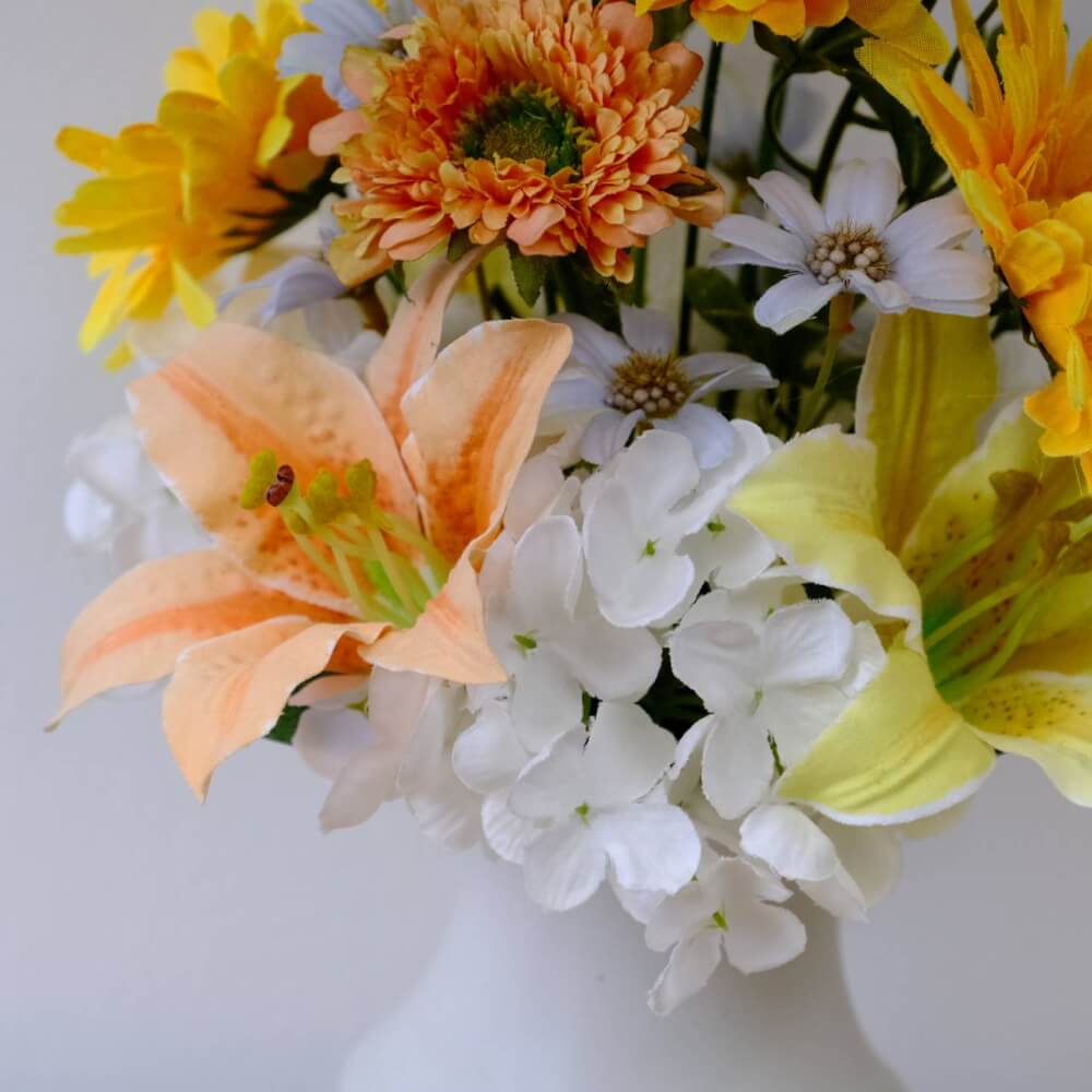 ดอกเยอบีร่าประดิษฐ์ผ้าในแจกัน  JGLORYFLOWER  สีเหลือง