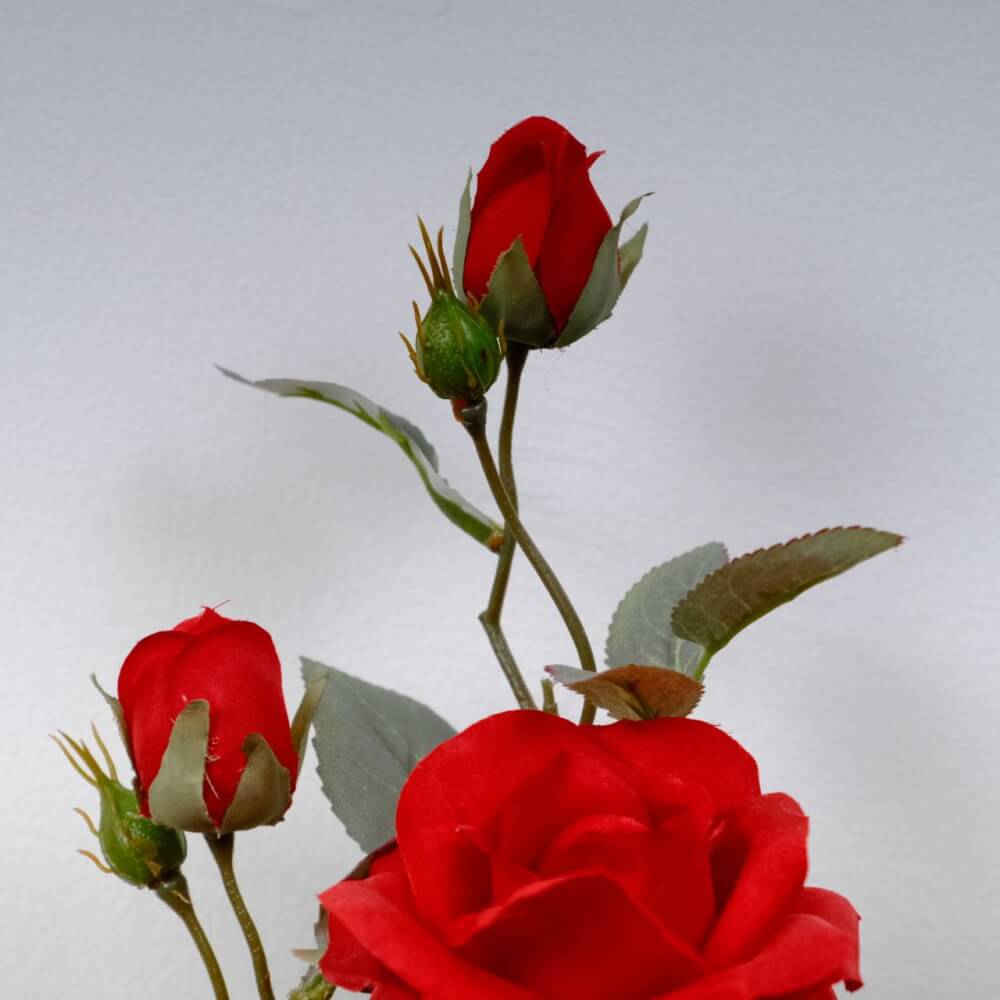 ดอกกุหลาบประดิษฐ์ผ้าในแจกัน JGLORYFLOWER สีแดง