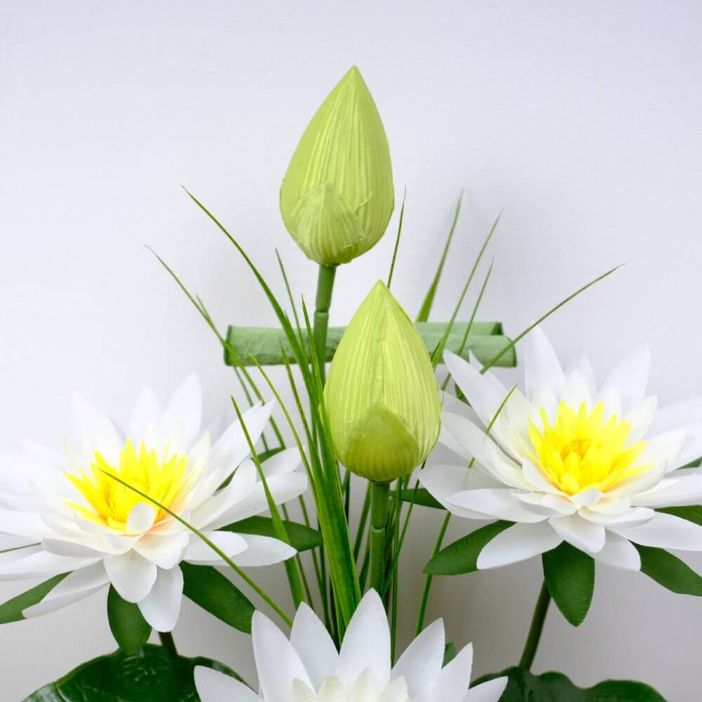 ดอกบัวสายประดิษฐ์ผ้าในแจกัน JGLORYFLOWER  สีขาว