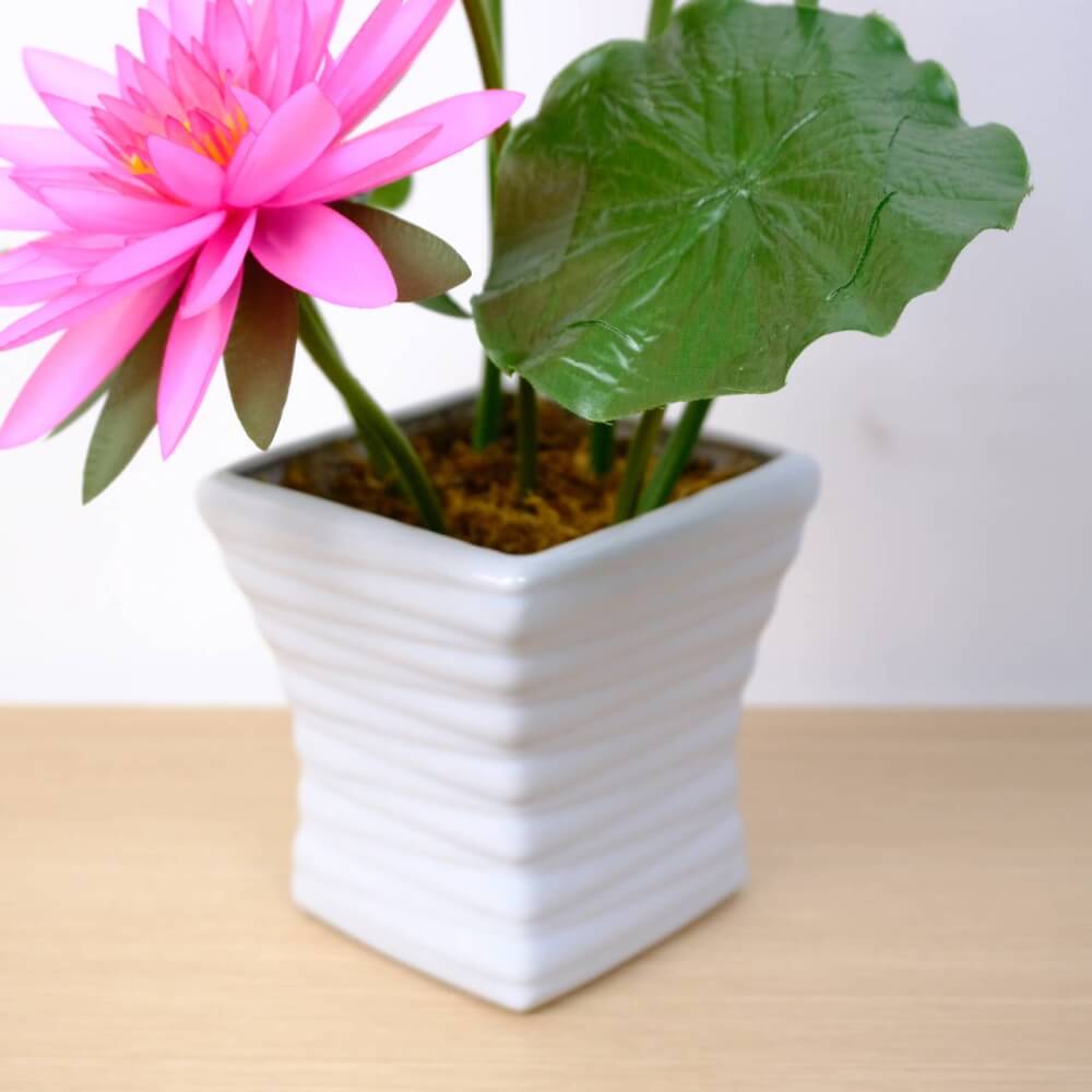 ดอกบัวประดิษฐ์ผ้าในแจกัน  JGLORYFLOWER  สีชมพู