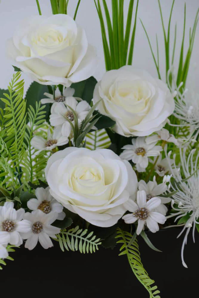 ดอกกุหลาบประดิษฐ์ในแจกัน  JGLORYFLOWER สีขาว