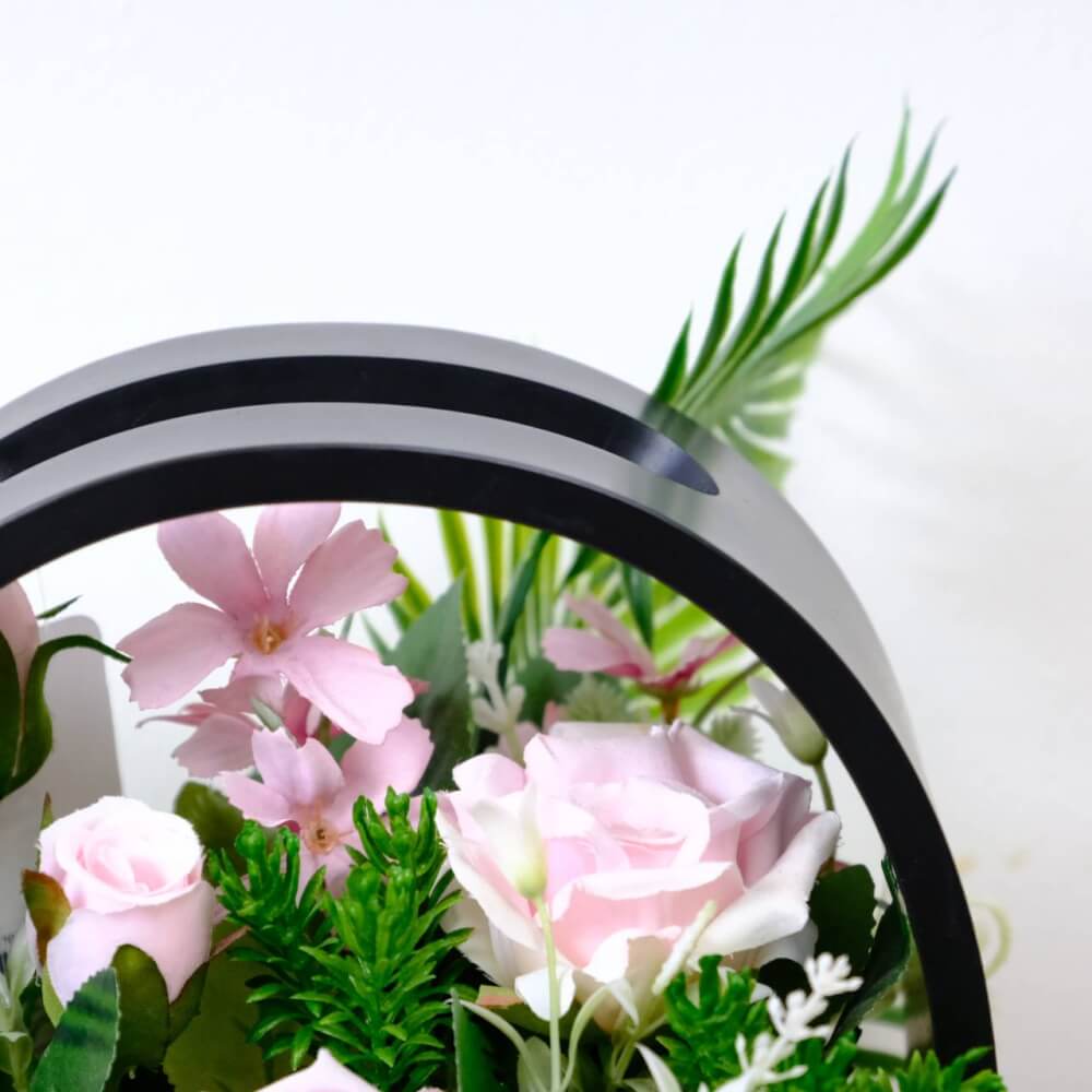 ดอกกุหลาบประดิษฐ์ผ้าในแจกัน  JGLORYFLOWER  สีชมพู