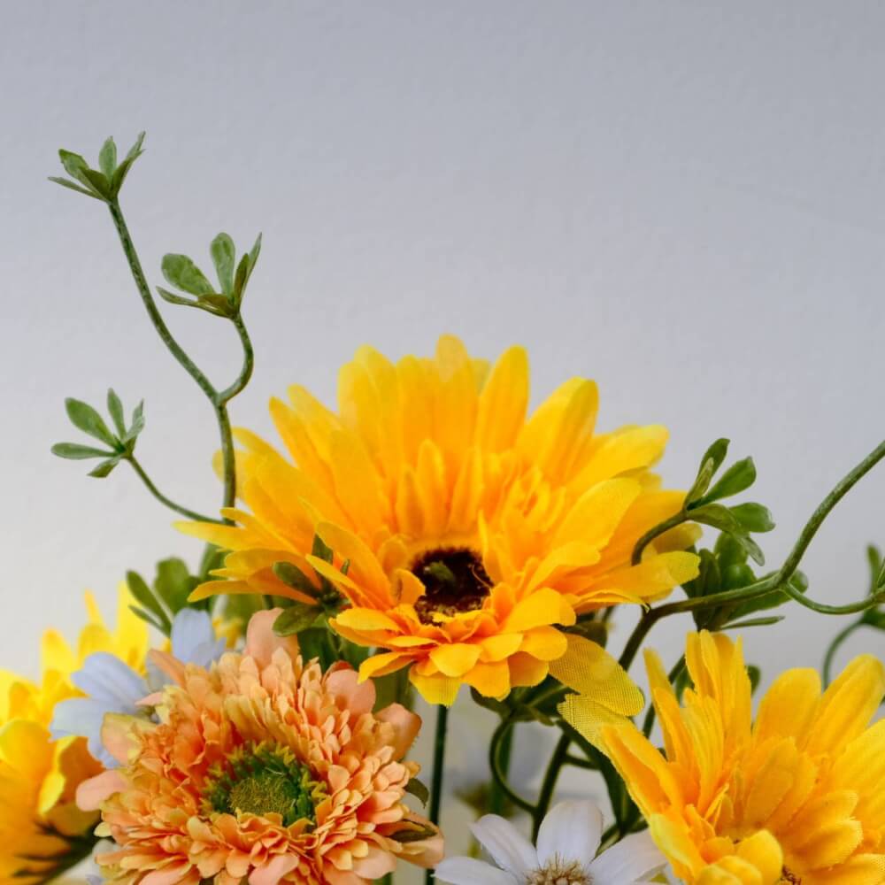 ดอกเยอบีร่าประดิษฐ์ผ้าในแจกัน  JGLORYFLOWER  สีเหลือง
