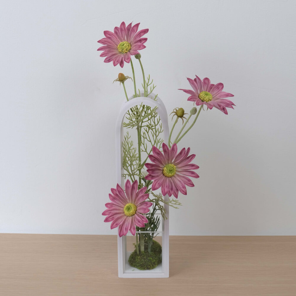 ดอกคริสแซนทีมั่มประดิษฐ์ ในแจกัน JGLORYFLOWER สีชมพู