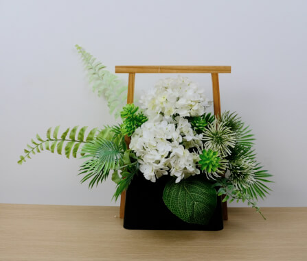 ดอกไฮเดรนเยียประดิษฐ์ผ้าในแจกัน  JGLORYFLOWER  สีขาว_0