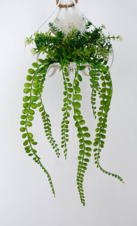 ดอกว่านประดิษฐ์ในแจกันแขวน JGLORYFLOWER สีขาว_1