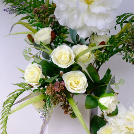 ดอกพีโอนี่ประดิษฐ์ผ้าในแจกัน JGLORYFLOWER สีขาว_1