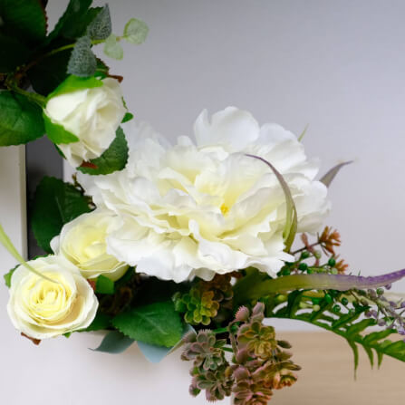 ดอกพีโอนี่ประดิษฐ์ผ้าในแจกัน JGLORYFLOWER สีขาว_3