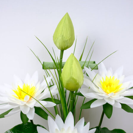 ดอกบัวสายประดิษฐ์ผ้าในแจกัน JGLORYFLOWER  สีขาว_3