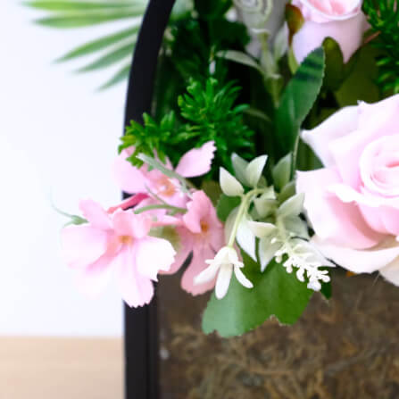 ดอกกุหลาบประดิษฐ์ผ้าในแจกัน  JGLORYFLOWER  สีชมพู_3