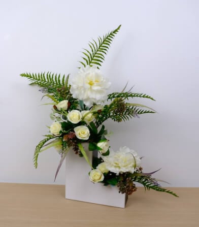 ดอกพีโอนี่ประดิษฐ์ผ้าในแจกัน JGLORYFLOWER สีขาว_4