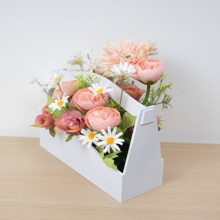 ดอกกุหลาบประดิษฐ์ผ้าในแจกัน  JGLORYFLOWER  สีโอรส_4