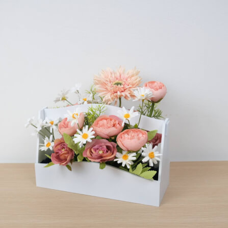 ดอกกุหลาบประดิษฐ์ผ้าในแจกัน  JGLORYFLOWER  สีโอรส_5