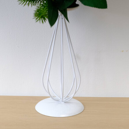 ดอกกุหลาบประดิษฐ์ผ้าในแจกัน  JGLORYFLOWER  แจกันเส้นเหล็กดัดขาว กุหลาบสีแดง_5