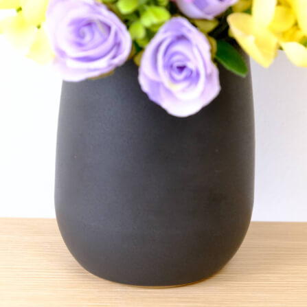 ดอกเยอบีร่าประดิษฐ์ผ้าในแจกัน  JGLORYFLOWER  สีม่วง/เหลือง_5