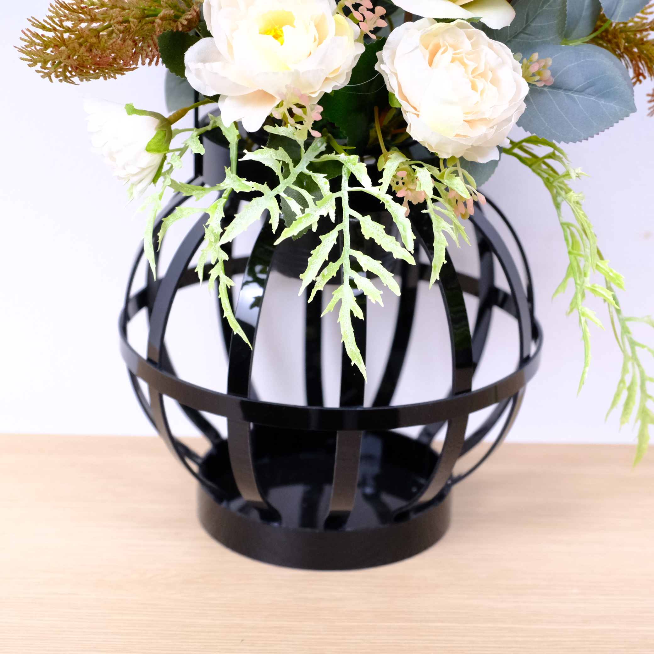 ดอกกุหลาบประดิษฐ์ผ้าในแจกัน JGLORYFLOWER สีครีม_4