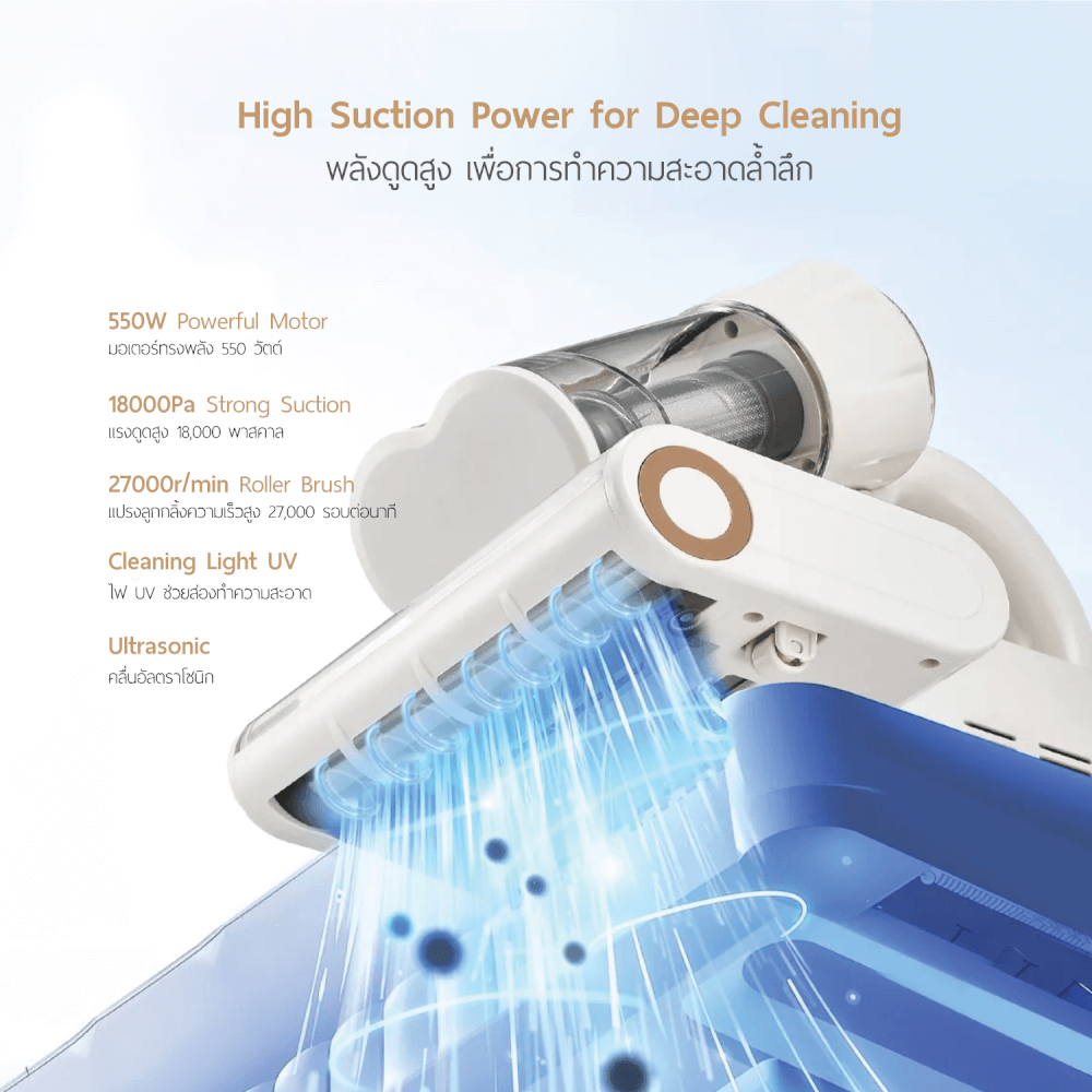 เครื่องดูดไรฝุ่น MC MISTER CLEAN รุ่น MC MATTRESS VACUUM สีขาว แรงดูด 18 KPA
