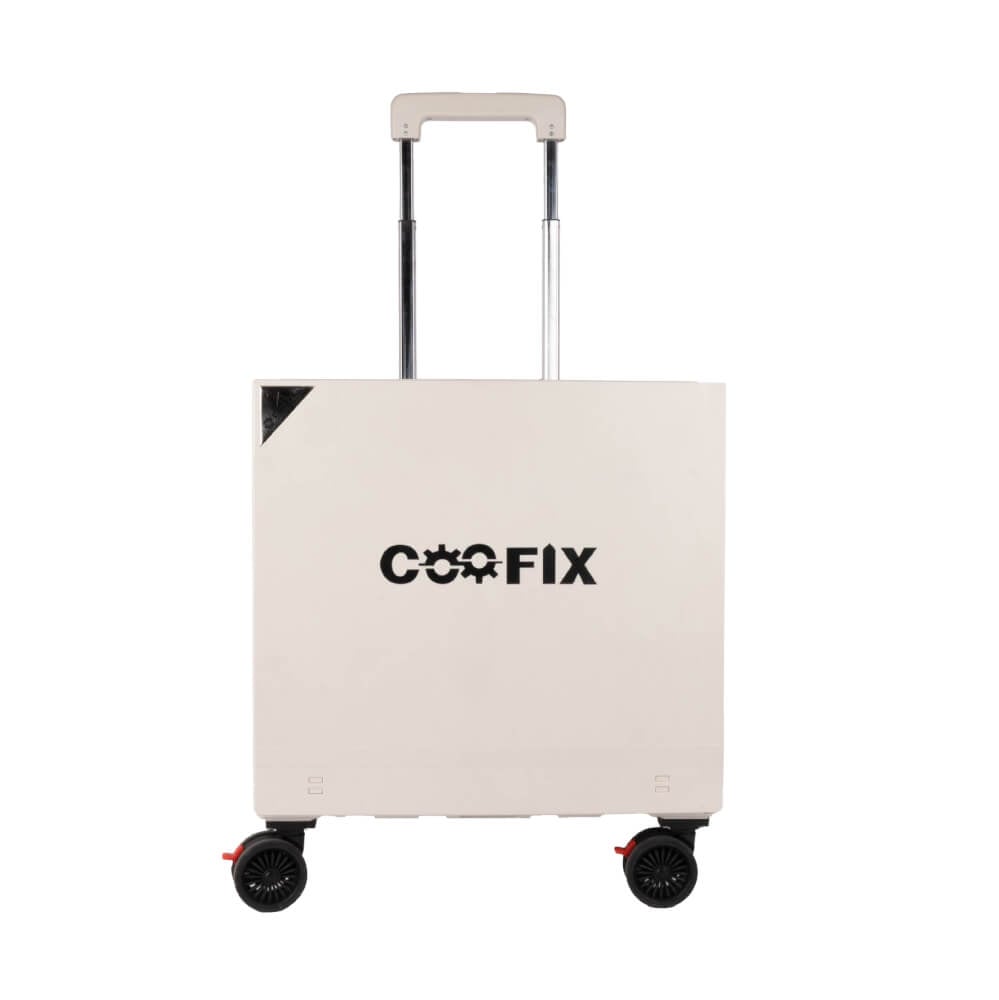 รถเข็นกล่องอเนกประสงค์พับได้ COOFIX รุ่น CFH-M01002 สีครีมมินิมอล กางเป็นโต๊ะได้