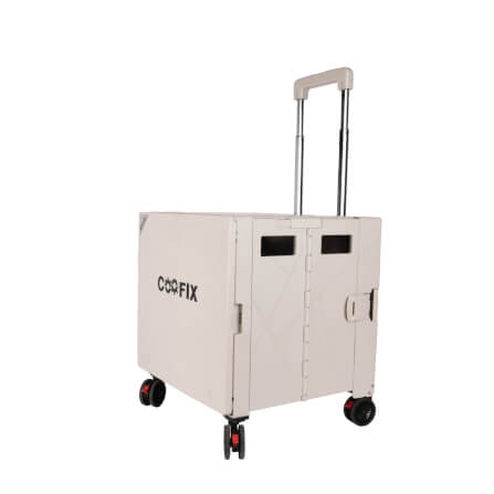 รถเข็นกล่องอเนกประสงค์พับได้ COOFIX รุ่น CFH-M01002 สีครีมมินิมอล กางเป็นโต๊ะได้_0