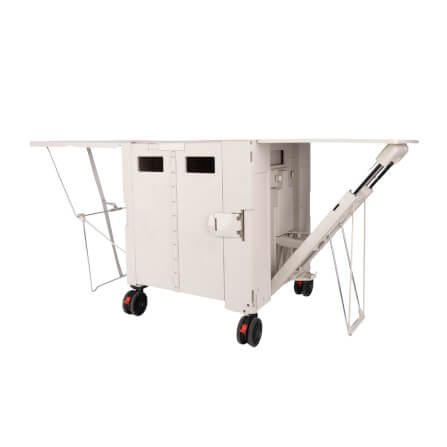 รถเข็นกล่องอเนกประสงค์พับได้ COOFIX รุ่น CFH-M01002 สีครีมมินิมอล กางเป็นโต๊ะได้_2