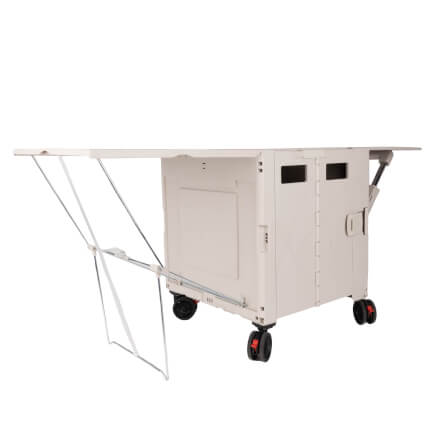 รถเข็นกล่องอเนกประสงค์พับได้ COOFIX รุ่น CFH-M01002 สีครีมมินิมอล กางเป็นโต๊ะได้_4